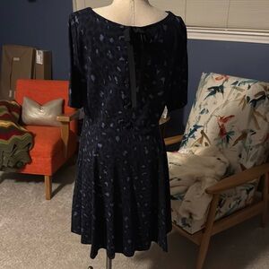 Kate Spade Blue Leopard Ponte Fit and Flare with Corset Back